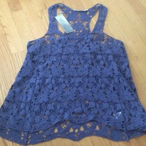 New Razor Back Deep Plum Crochet Tank